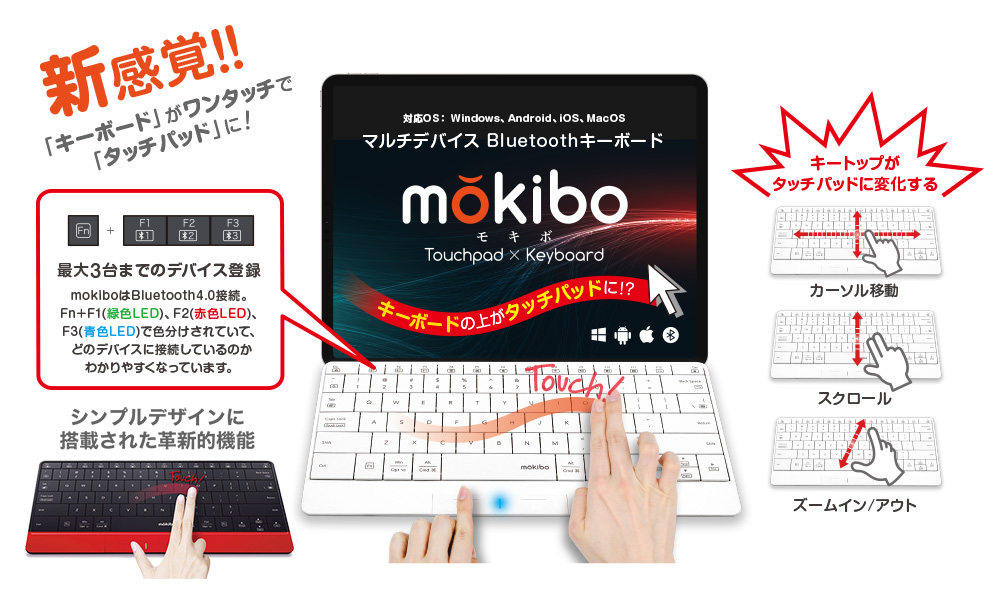 キーボードmokibo本体（スマートカバー付き）